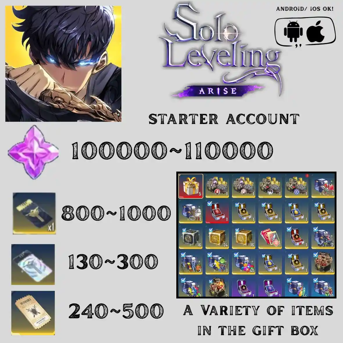 Solo Leveling Arise Global Server Starter Acc | 100000~110000 Essence