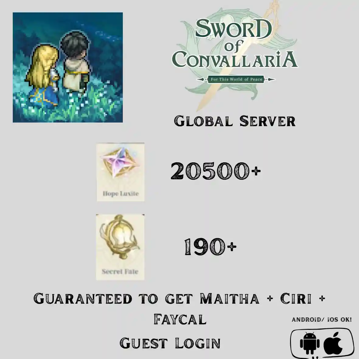 Sword of Convallaria Guest Account | Global No 1