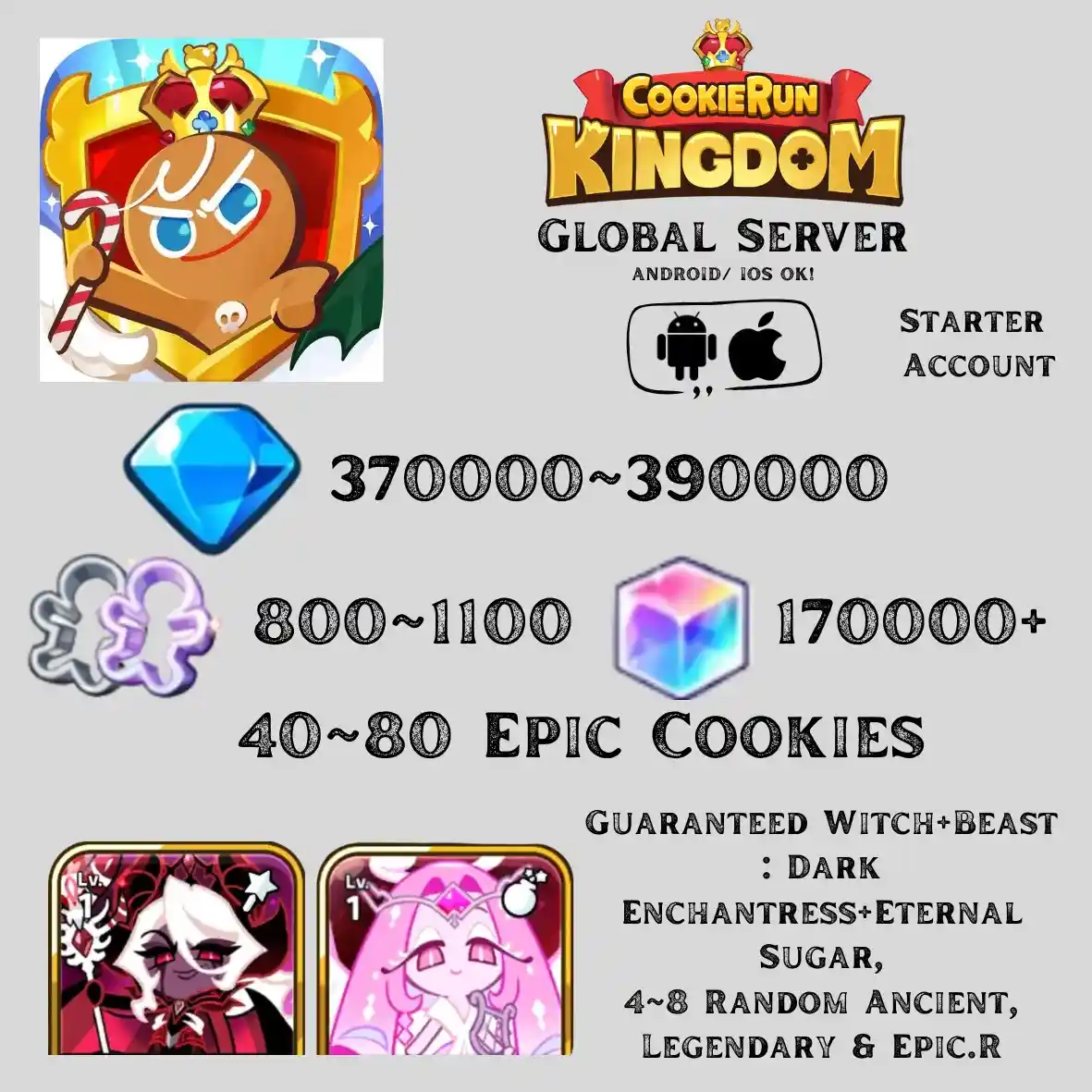 Dark Cacao Server | 370~390K DM, Witch : Dark Enchantress + Eternal Sugar